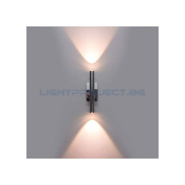 ULTRALUX LED ОСВЕТИТЕЛНО ТЯЛО ЗА СТЕНА, 2X3W, 3000K, 220-240V АC, IP65, САТИНИРАН НИКЕЛ ВЛАГОЗАЩИТЕН