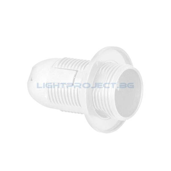 ULTRALUX ПЛАСТМАСОВА ФАСУНГА Е14, ЦЯЛА РЕЗБА, БЯЛА, ОПАКОВКА ОТ 50 БР.