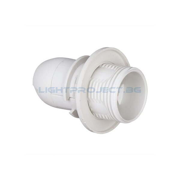 ULTRALUX ПЛАСТМАСОВА ФАСУНГА Е14 ПОЛОВИН РЕЗБА БЯЛА, ОПАКОВКА 50 БР.