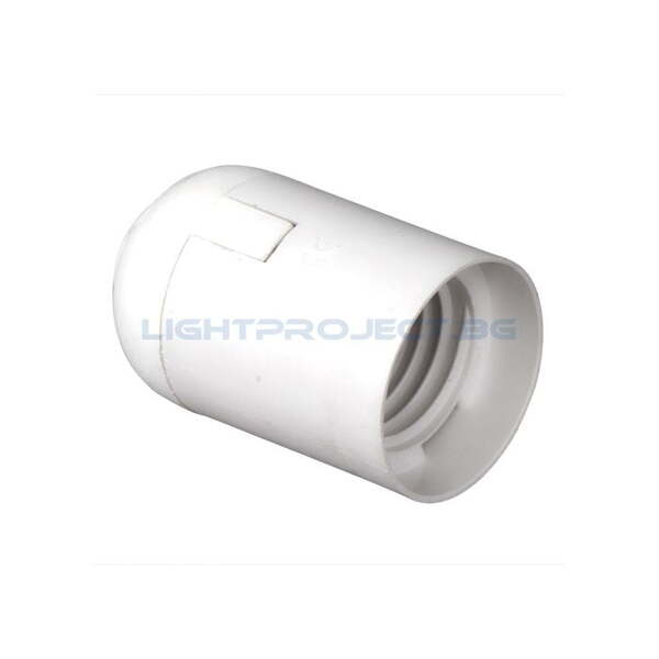 ULTRALUX ПЛАСТМАСОВА ФАСУНГА Е27 ГЛАДКА БЯЛА, ОПАКОВКА ОТ 50 БР.