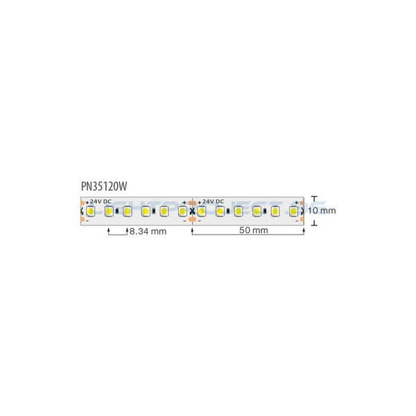 ULTRALUX ПРОФЕСИОНАЛНА LED ЛЕНТА 9.6W/M, 2700K, 24V DC, 120 LEDS/M, SMD3528