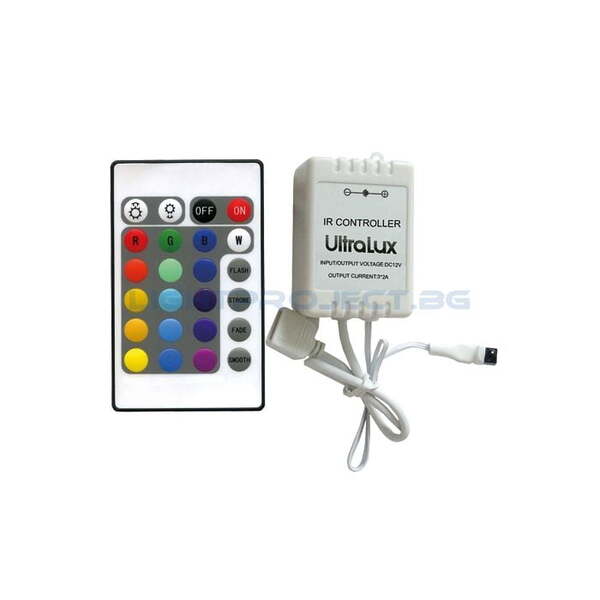 ULTRALUX IR КОНТРОЛЕР ЗА RGB LED ОСВЕТЛЕНИЕ 12-24 V DC, 3X2A
