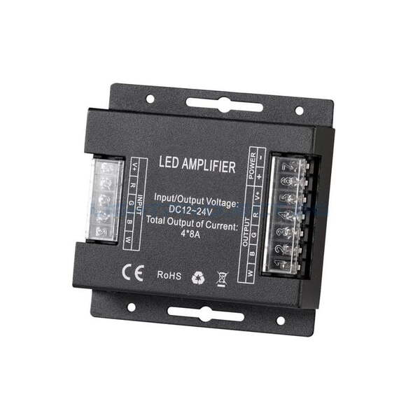 ULTRALUX УСИЛВАТЕЛ ЗА RGBW LED ЛЕНТА, 4X8A, 384W (12V), 12-24V DC