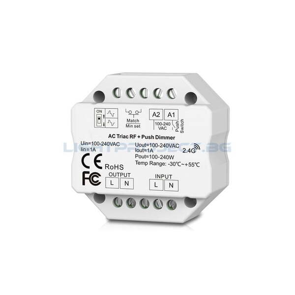 ULTRALUX RF TRIAC, PUSH ДИМЕР ЗА КОНЗОЛА 350VA, 1.5A, 220-240V AC