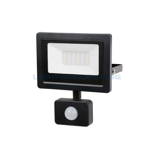 ULTRALUX LED SLIM ПРОЖЕКТОР С ДАТЧИК ЗА ДВИЖЕНИЕ 20W, 4200K, 220-240V AC, IP44 ВЛАГОЗАЩИТЕН