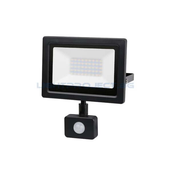 ULTRALUX LED SLIM ПРОЖЕКТОР С ДАТЧИК ЗА ДВИЖЕНИЕ 30W, 4200K, 220-240V AC, IP44 ВЛАГОЗАЩИТЕН