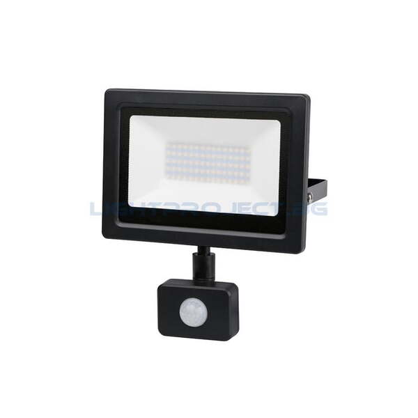 ULTRALUX LED SLIM ПРОЖЕКТОР С ДАТЧИК ЗА ДВИЖЕНИЕ 50W, 4200K, 220-240V AC, IP44 ВЛАГОЗАЩИТЕН