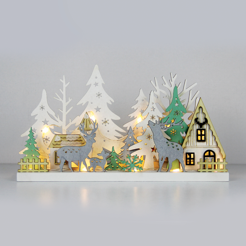 ACA LIGHTING КОЛЕДНО ОСВЕТЛЕНИЕ ^ "WOODEN X-MAS 3" 15 MINI LED WW BAGS (2AAA) IP20 30X5.7X16.5CM ACA-X05151114