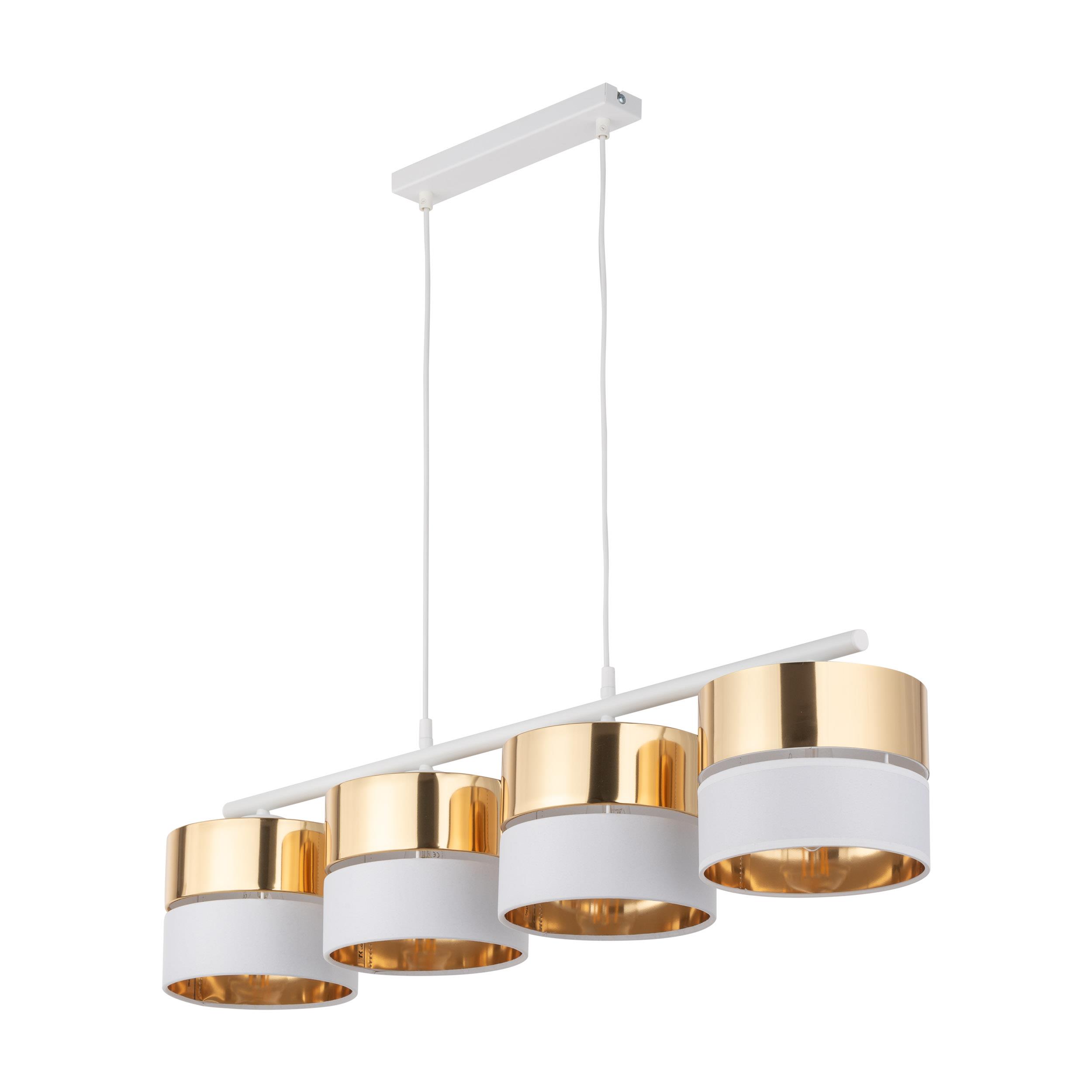 TK LIGHTING HILTON WHITE/GOLD LAMPA WISZĄCA 4 PŁ