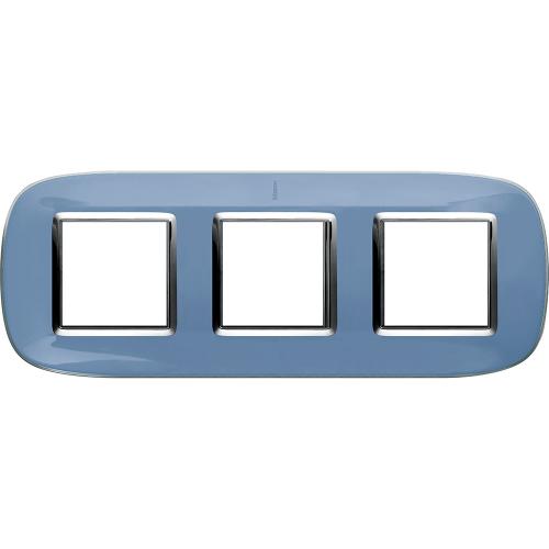 BTICINO - HB4802/3DZ Тройна Рамка 3х2М Лазурно Синя Елипсовидна Axolute