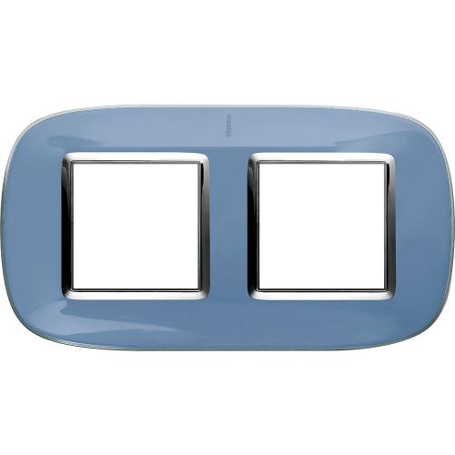 BTICINO - HB4802/2DZ Двойна Рамка 2х2М Лазурно Синя Елипсовидна Axolute