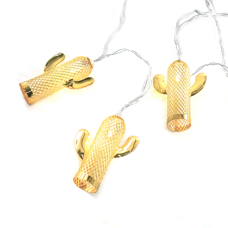 ACA LIGHTING CHRISTMAS CACTUS10WW2A “METAL STRING LIGHTS (CACTUS)” 10 LED STRING LIGHTS WITH BATTERIES (2xΑΑ) WARM WHITE IP20 135+30cm TRANSPARENT CABLE