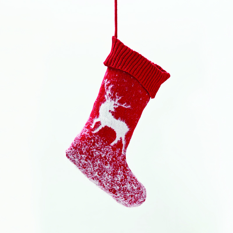 ACA LIGHTING CHRISTMAS X071278 XMAS STOCKING RED COLOR DECORATIVE (REINDEER) 20*46cm