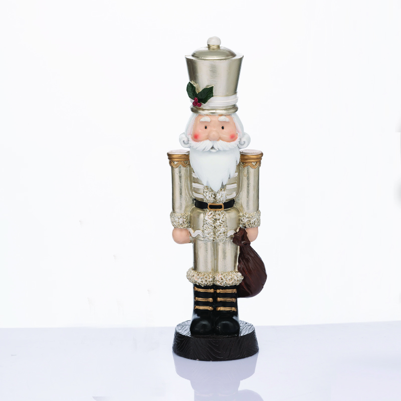 ACA LIGHTING CHRISTMAS X1535108 NUTCRACKER RESIN SOLDIER WITH MISTLETOE CHAMPAGNE 35cm