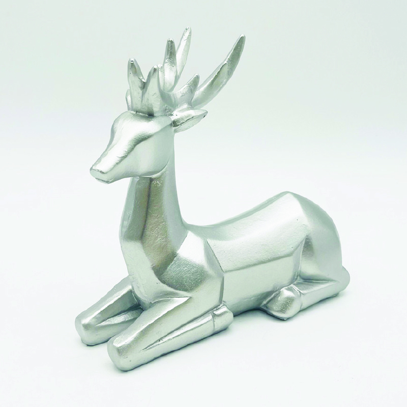 ACA LIGHTING CHRISTMAS X156713 DECORATIVE RESIN REINDEER SILVER 15cm