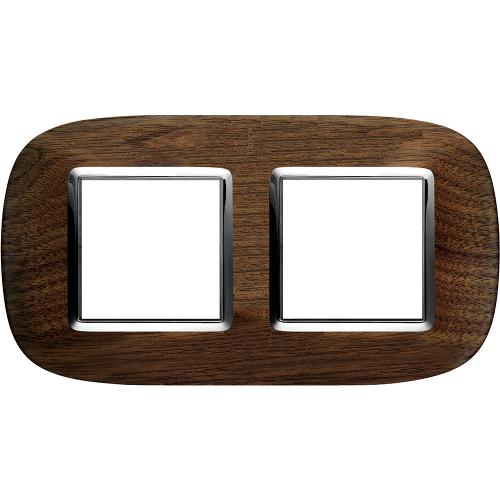 BTICINO - HB4802/2LNC Двойна Рамка 2х2М Орех Дърво Елипсовидна Axolute