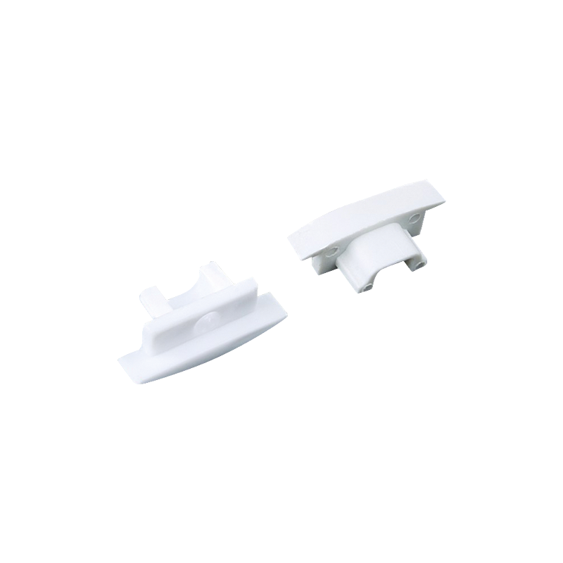 ACA LIGHTING PROFILES EP108 - SET OF WHITE PLASTIC END CAPS FOR P108, 1PC WITH HOLE & 1PC WITHOUT HOLE