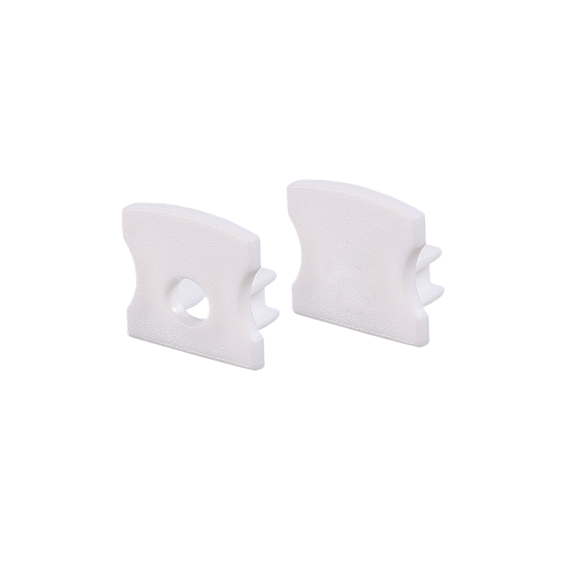 ACA LIGHTING PROFILES EP113 - SET OF WHITE PLASTIC END CAPS FOR PROFILE P113, 1 WITHOUT HOLE & 1 WITH HOLE