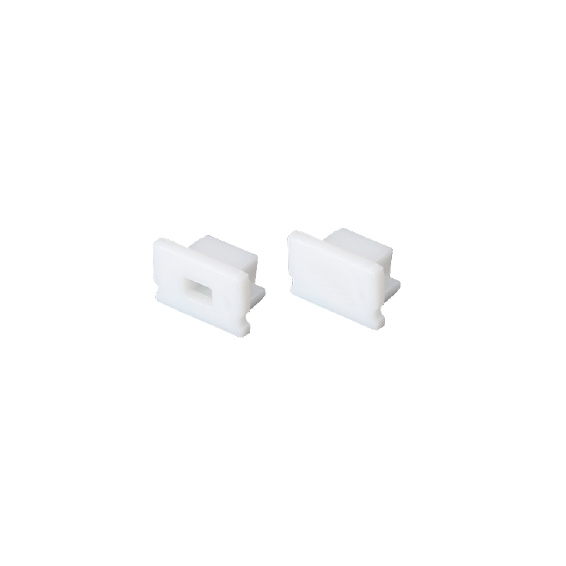 ACA LIGHTING PROFILES EP127 - SET OF WHITE PLASTIC END CAPS FOR P127 1PC WITH HOLE & 1PC WITHOUT HOLE