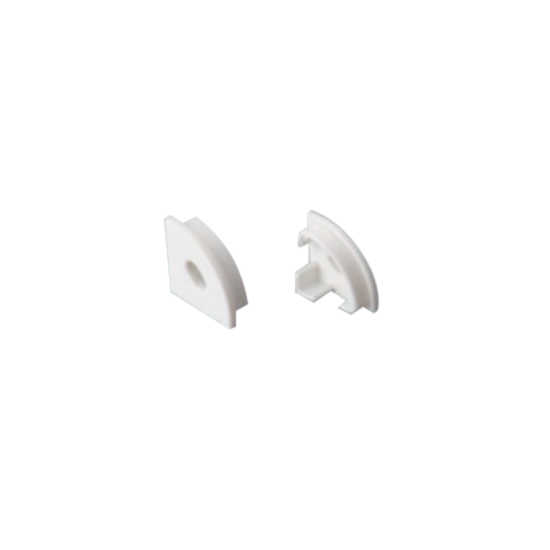 ACA LIGHTING PROFILES EP161 - SET OF WHITE PLASTIC END CAPS FOR P161, 1PC WITH HOLE & 1 PC WITHOUT HOLE