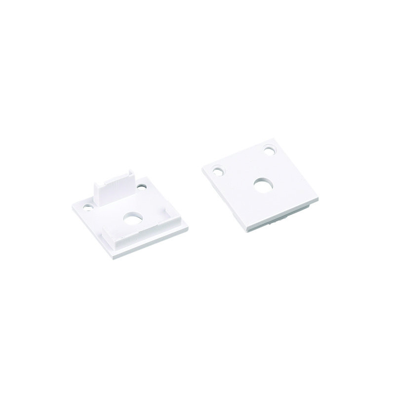 ACA LIGHTING PROFILES EP28N - SET OF WHITE PLASTIC END CAPS FOR P28N, 2PCS WITH HOLE