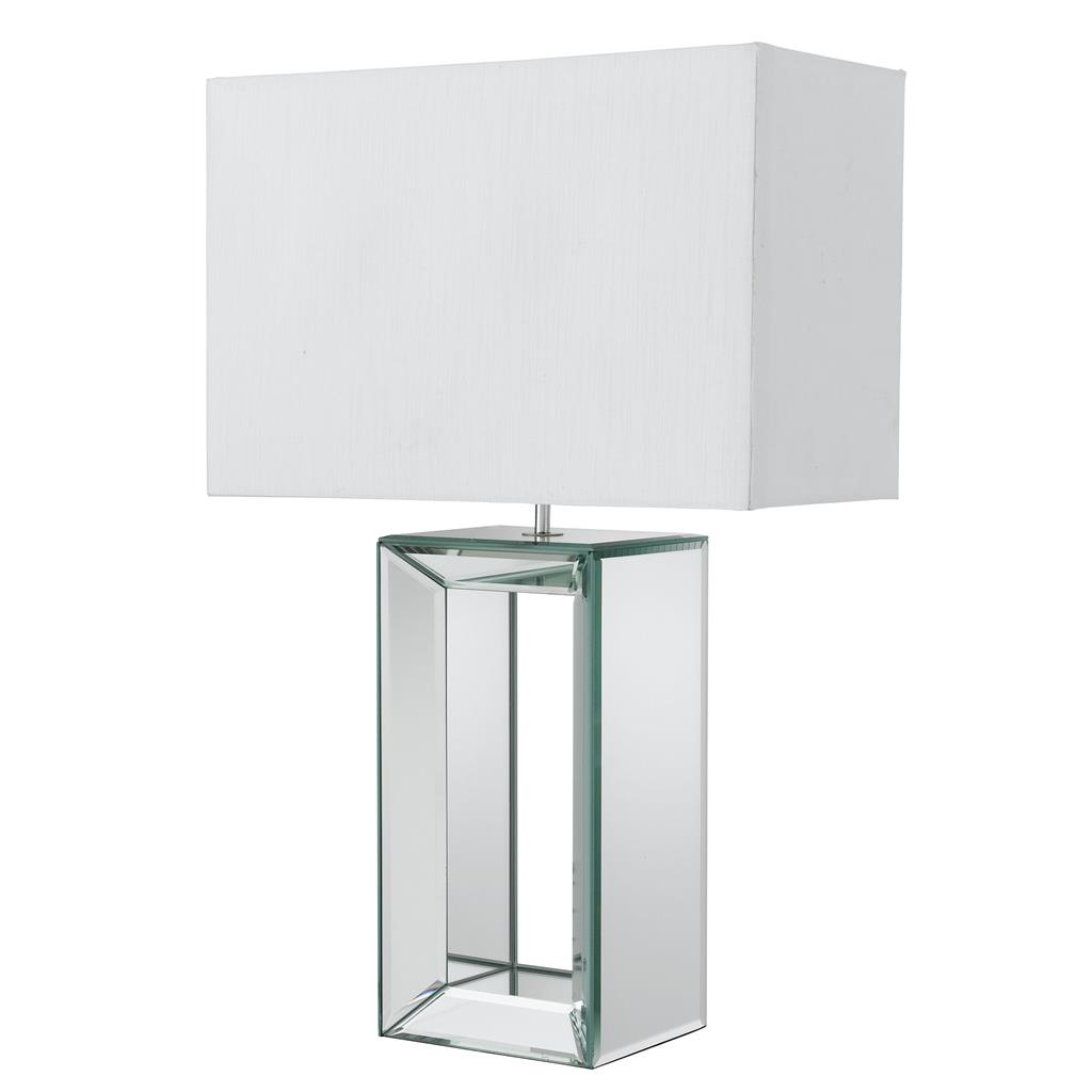 SEARCHLIGHT MIRROR НАСТОЛНА ЛАМПА - TALL - WHITE FAUX SILK SHADE