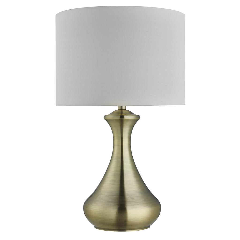 SEARCHLIGHT TOUCH LAMP ANTIQUE BRASS, CREAM SHADE