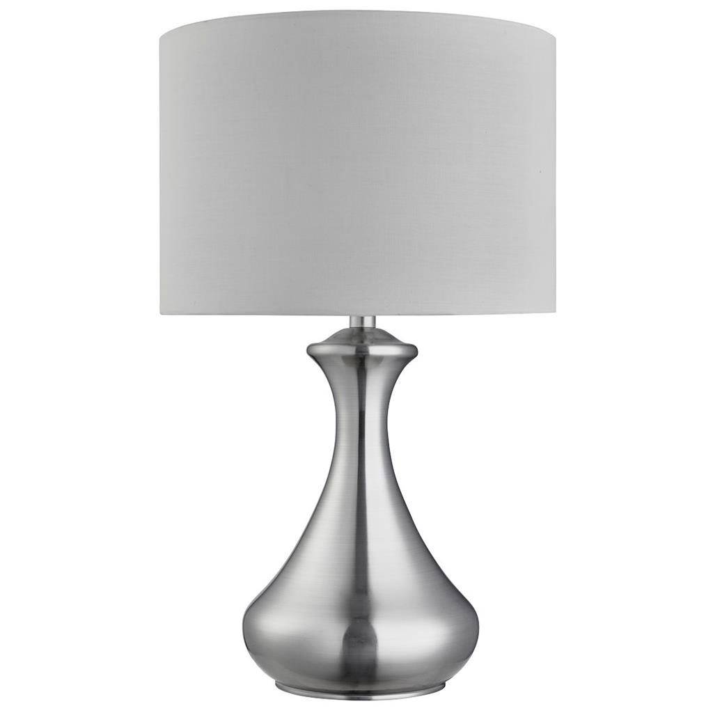 SEARCHLIGHT TOUCH LAMP SATIN SILVER, WHITE SHADE