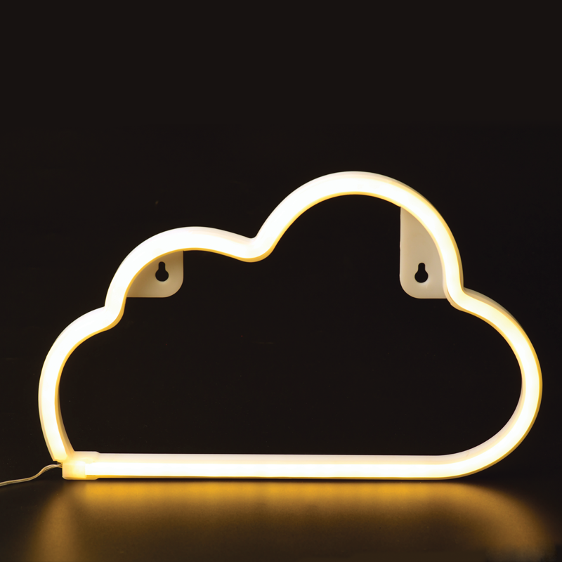ACA LIGHTING CHRISTMAS X04481316 CLOUD, 48 NEON LED LIGHTS WITH BATTERY (3xAA)/USB, WARM WHITE, IP20, 29.5x2x18.5cm
