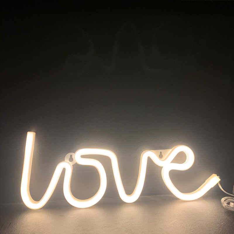 ACA LIGHTING CHRISTMAS X041181322 LOVE, 118 NEON LED LIGHTS WITH BATTERY (3xAA)/USB, WW, IP20, 35.5x2x13cm