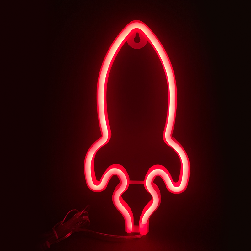 ACA LIGHTING CHRISTMAS X04874320 ROCKET, 87 NEON LED LIGHTS WITH BATTERY (3xAA)/USB, RED, IP20, 13.5x2x27cm
