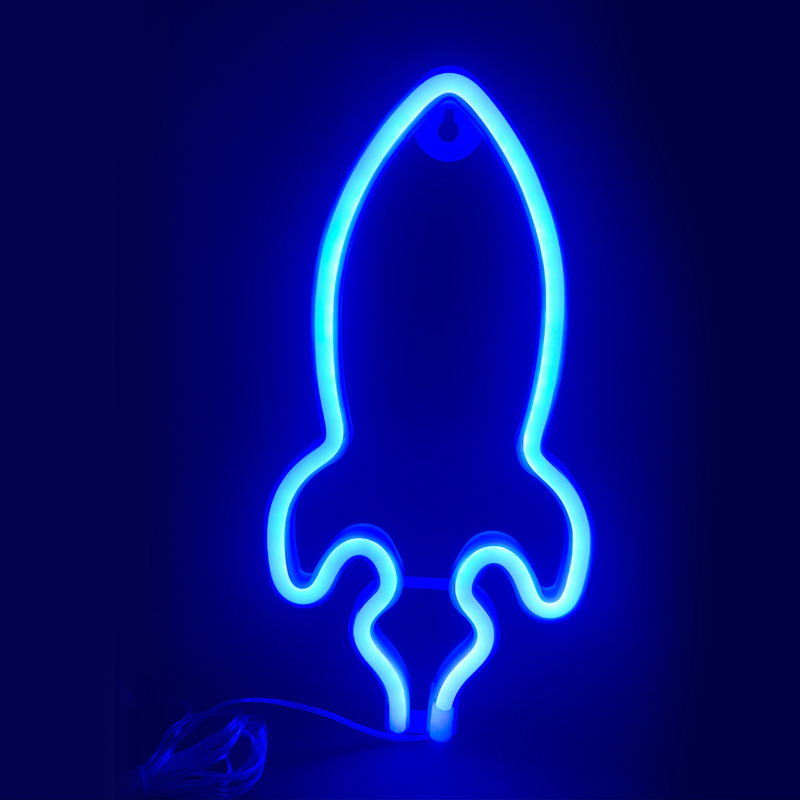 ACA LIGHTING CHRISTMAS X04876320 ROCKET, 87 NEON LED LIGHTS WITH BATTERY (3xAA)/USB, BLUE, IP20, 13.5x2x27cm