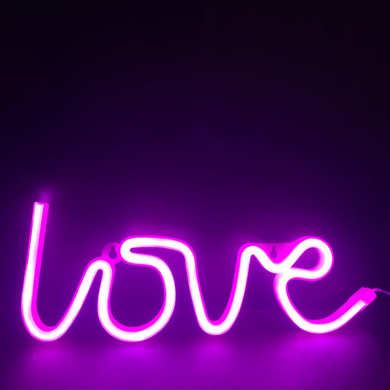 ACA LIGHTING CHRISTMAS X041187322 LOVE, 118 NEON LED LIGHTS WITH BATTERY (3xAA)/USB, PINK, IP20, 35.5x2x13cm