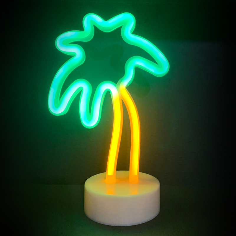 ACA LIGHTING CHRISTMAS F04009317 PALM, 34 NEON LED LIGHTS WITH BATTERY (3xAA)/USB, GREEN & YELLOW, IP20, 17x10x26cm