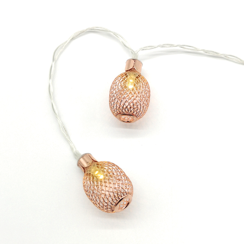 ACA LIGHTING CHRISTMAS X061011255 "METAL PINAPPLE", 10 LED STRING LIGHTS WITH BATTERIES (3xAA), WARM WHITE, COPPER METAL, IP20, 135+30cm TRANSPARENT LEAD CABLE