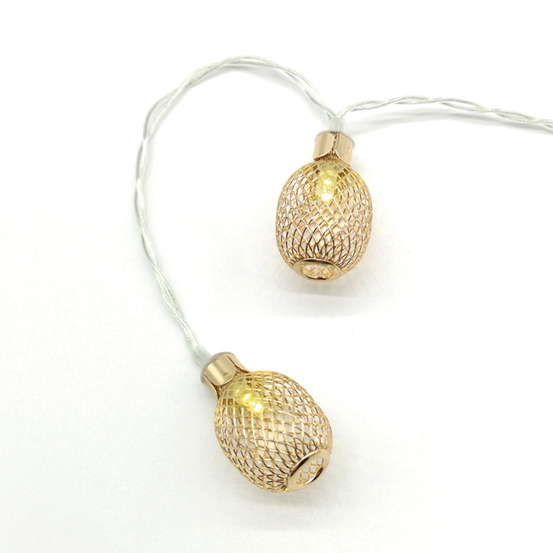 ACA LIGHTING CHRISTMAS FMGPEAR10WW2AT PHASHING OUT"METAL PINAPPLE", 10 LED STRING LIGHTS WITH BATTERIES (3xAA) & TIMER (6ON/18OFF), WARM WHITE, GOLD METAL, IP20, 135+30cm TRANSPARENT LEAD CABLE