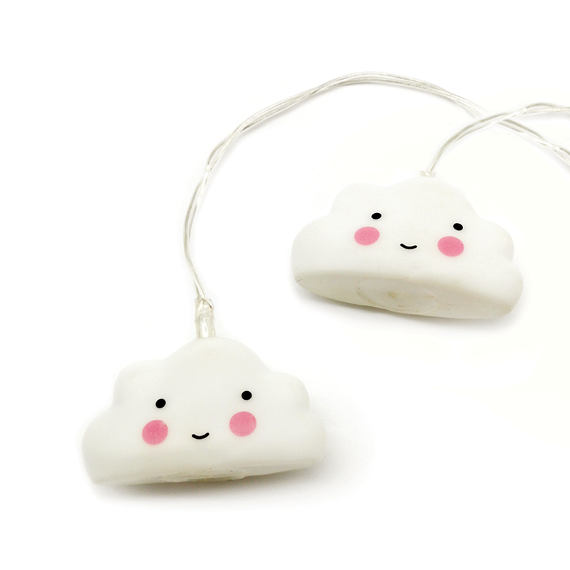 ACA LIGHTING CHRISTMAS FPCLOUD10W2A "PLASTIC CLOUD", 10 LED STRING LIGHTS WITH BATTERIES (3xAA), COOL WHITE, IP20, 135+30cm TRANSPARENT LEAD CABLE