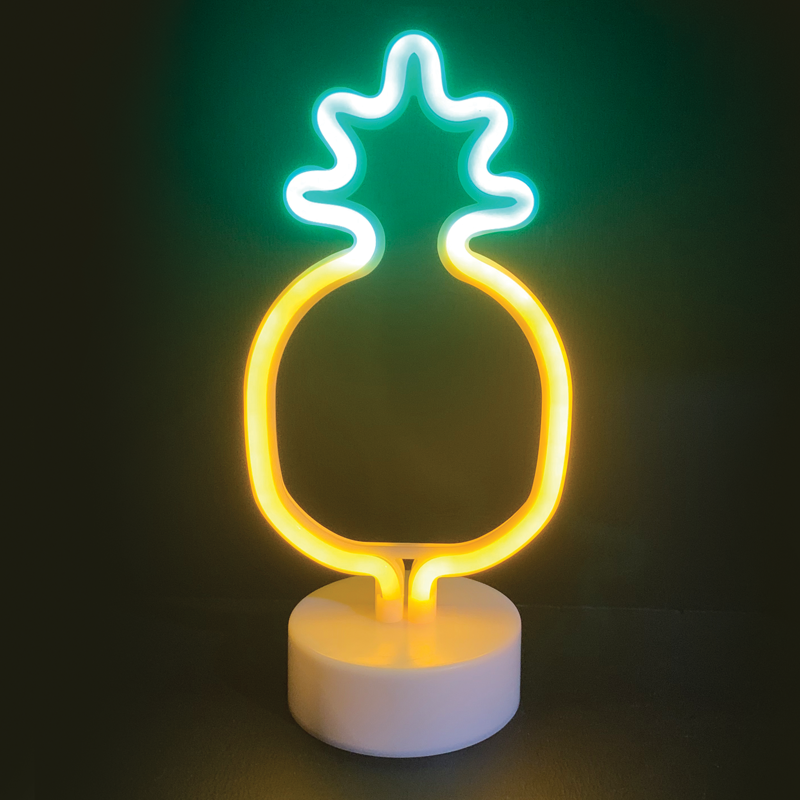 ACA LIGHTING CHRISTMAS FPINAPPLENEON2A PINAPPLE, 41 NEON LED LIGHTS WITH BATTERY (3xAA)/USB, GREEN & YELLOW, IP20, 13x10x27.8cm