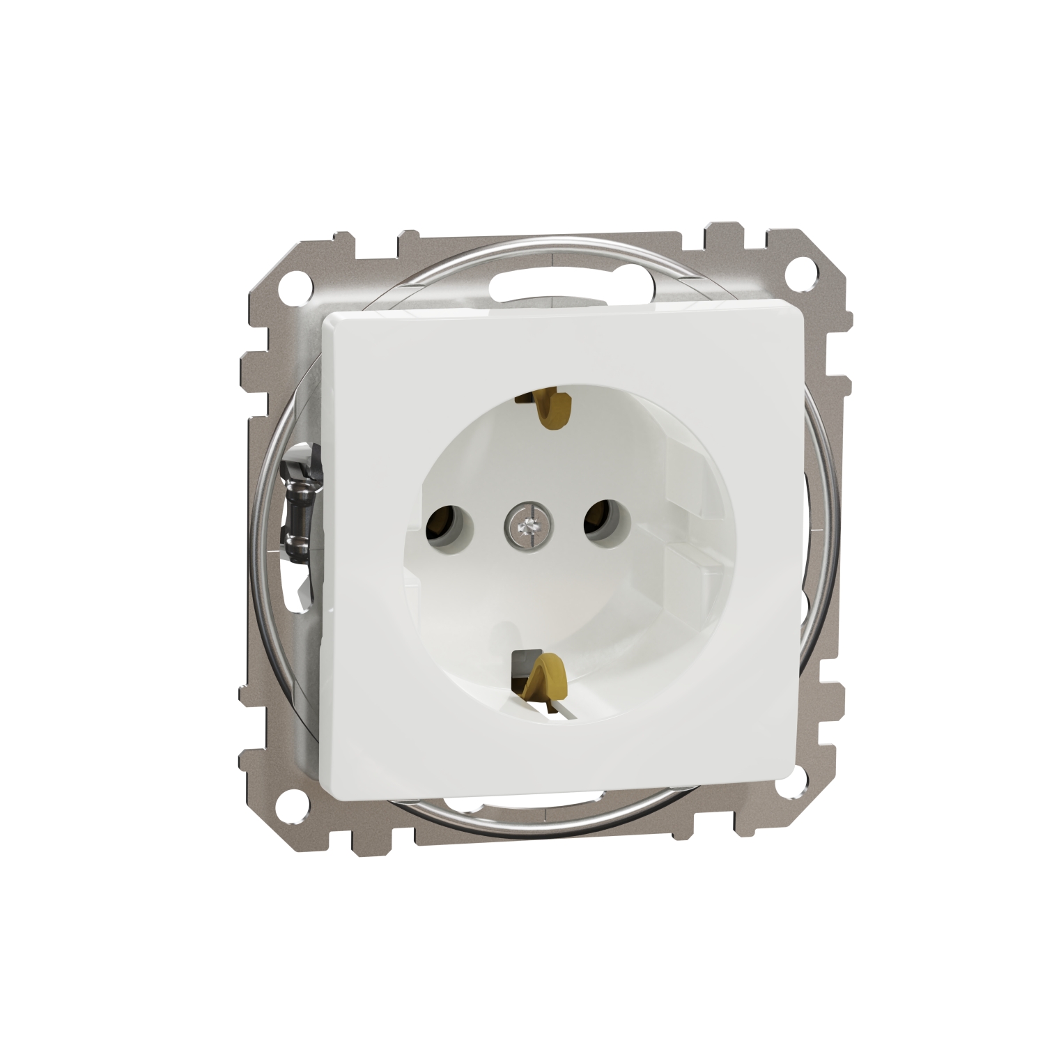 SCHNEIDER ELECTRIC SDD111026 SEDNA DESIGN & ELEMENTS, КОНТАКТ ШУКО, СТРАНИЧНО ЗАЗЕМЯВАНЕ, БЕЗВИНТОВ МОНТАЖ, БЯЛ