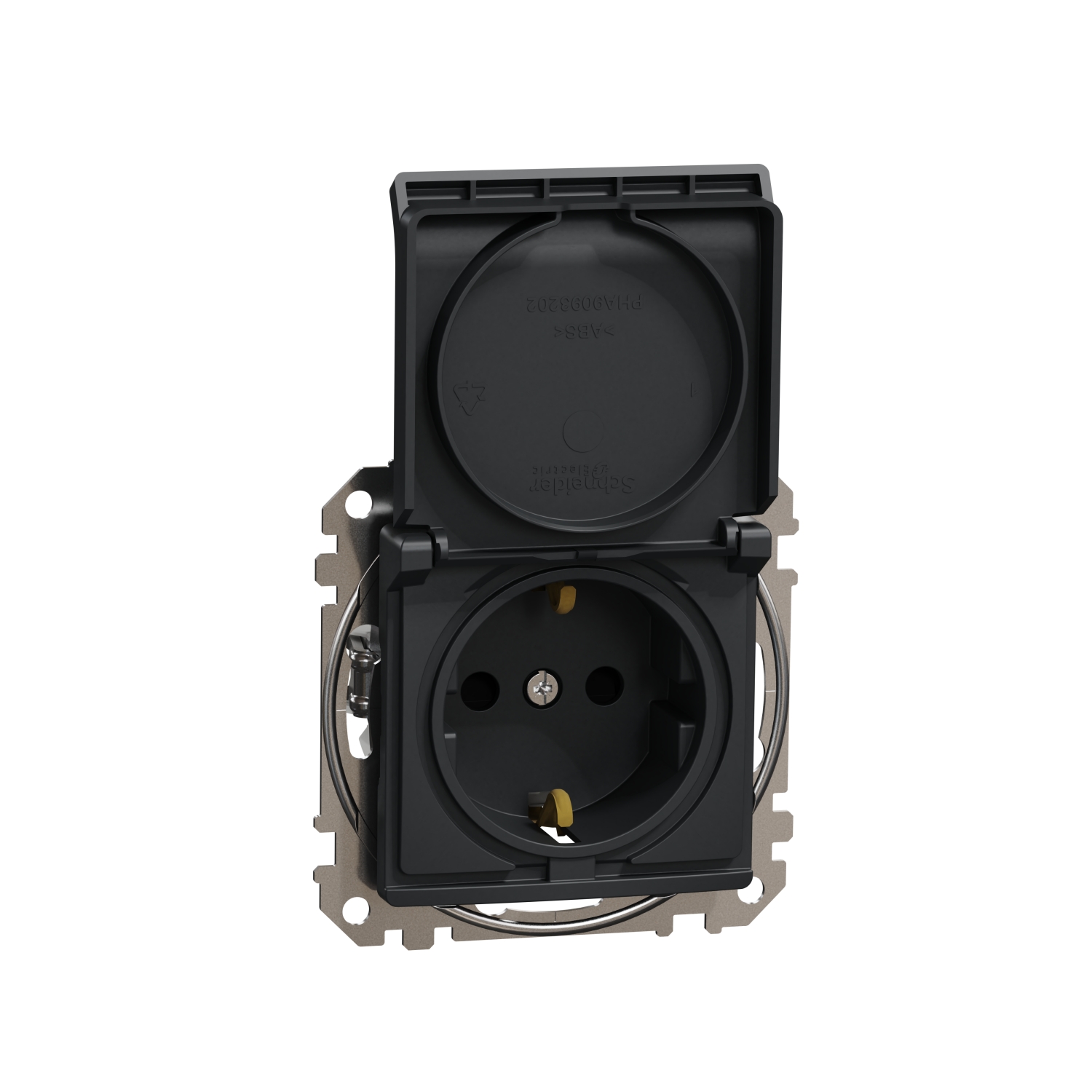 SCHNEIDER ELECTRIC SDD114024 SEDNA DESIGN & ELEMENTS, КОНТАКТ ШУКО, СТРАНИЧНО ЗАЗЕМЯВАНЕ, БЕЗВИНТОВ МОНТАЖ, С КАПАК, АНТРАЦИТ