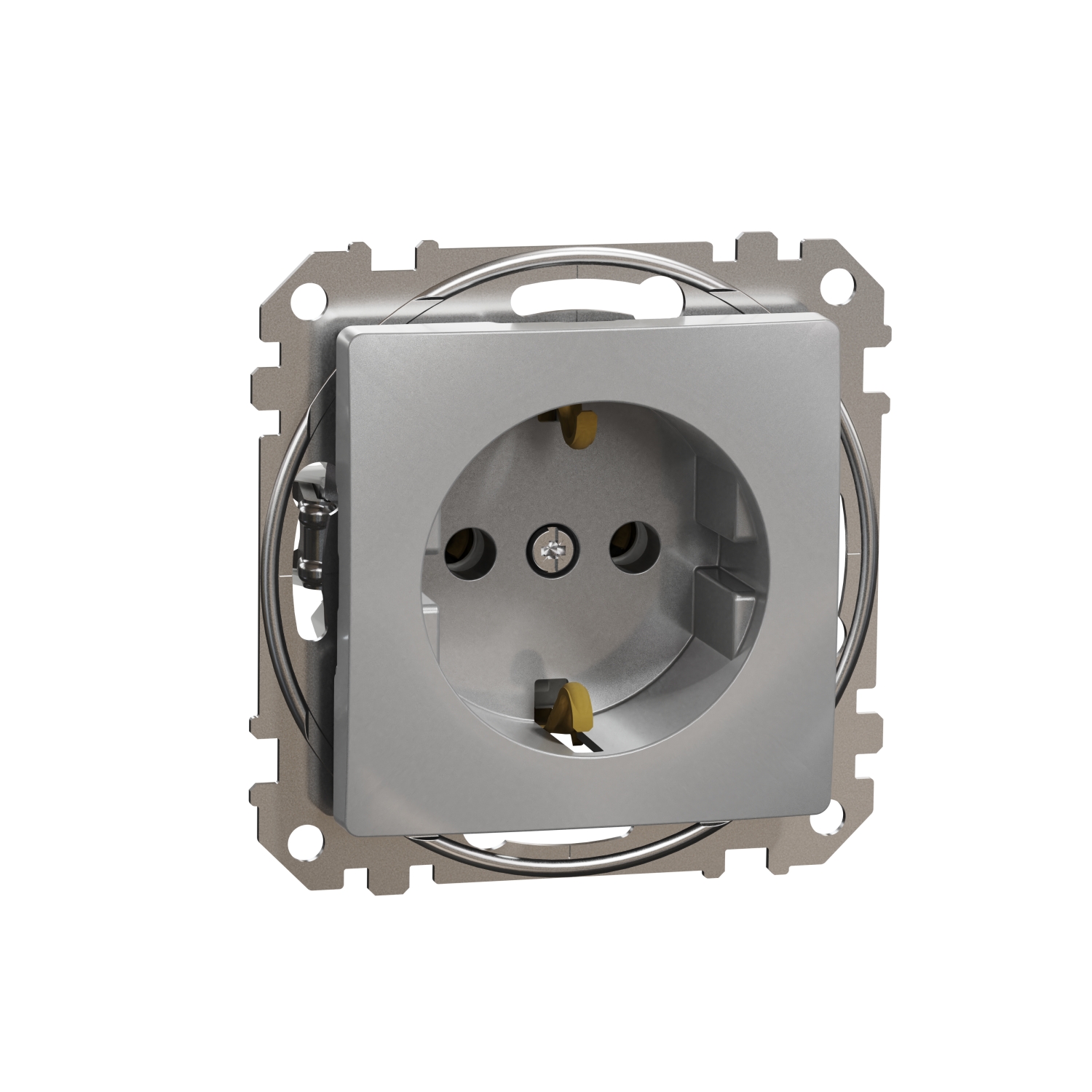 SCHNEIDER ELECTRIC SDD113026 SEDNA DESIGN & ELEMENTS, КОНТАКТ ШУКО, СТРАНИЧНО ЗАЗЕМЯВАНЕ, БЕЗВИНТОВ МОНТАЖ, АЛУМИНИЙ