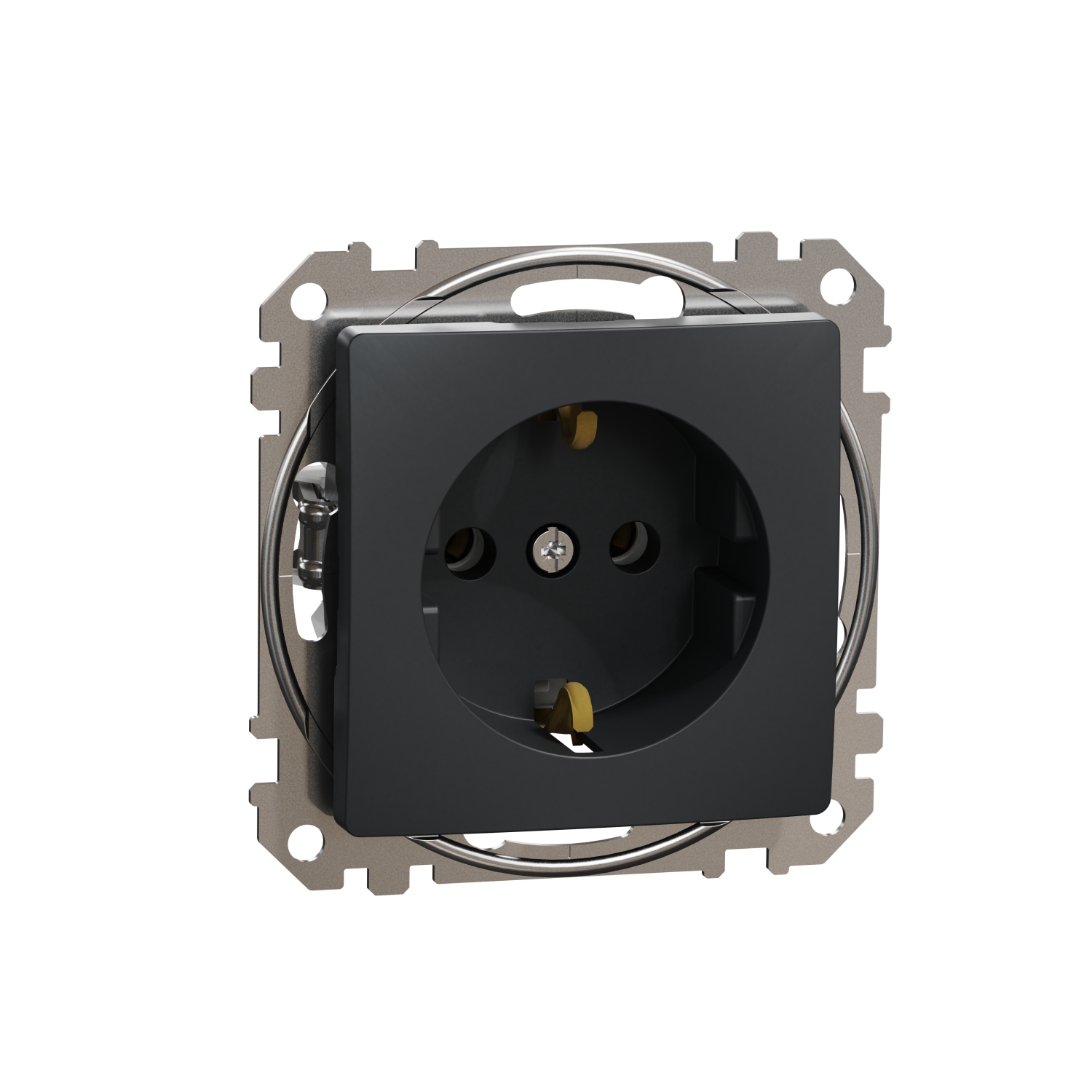 SCHNEIDER ELECTRIC SDD114026 SEDNA DESIGN & ELEMENTS, КОНТАКТ ШУКО, СТРАНИЧНО ЗАЗЕМЯВАНЕ, БЕЗВИНТОВ МОНТАЖ, АНТРАЦИТ