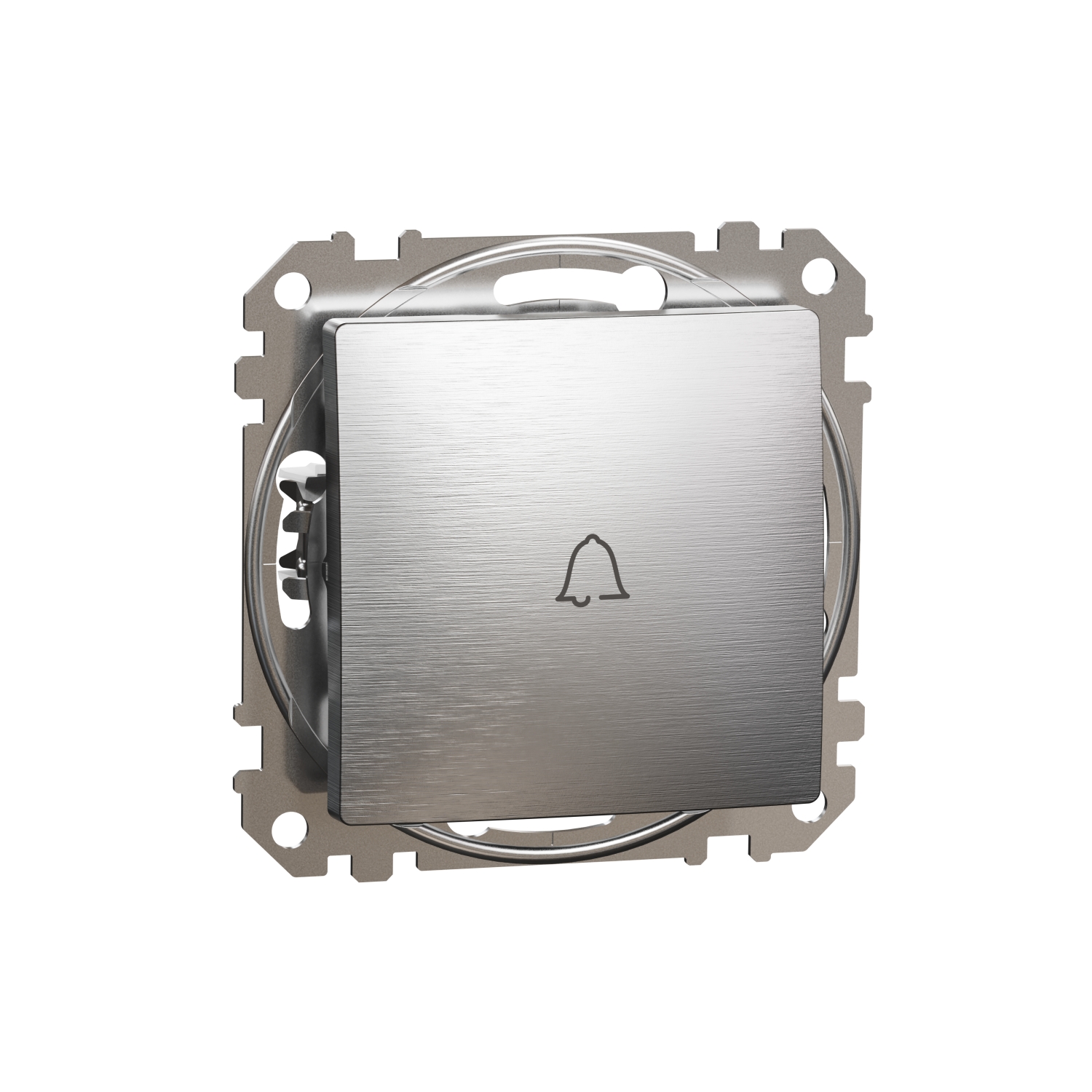 SCHNEIDER ELECTRIC SDD170131 SEDNA DESIGN & ELEMENTS, ЕДНОПОСОЧЕН ПУШ БУТОН 10A СИМВОЛ ЗВЪНЕЦ, ДРАСКАН АЛУМИНИЙ