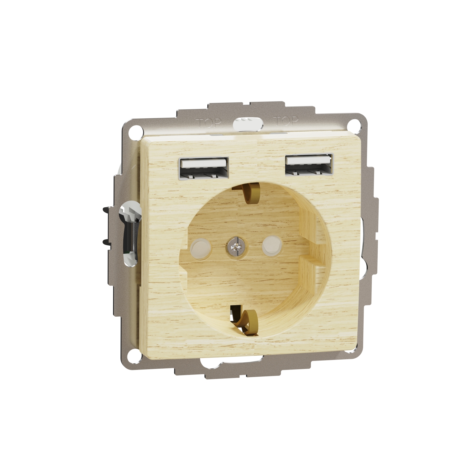 SCHNEIDER ELECTRIC SDD180052 SEDNA DESIGN & ELEMENTS, КОНТАКТ ШУКО + 2X USB ТИП A, БРЕЗА