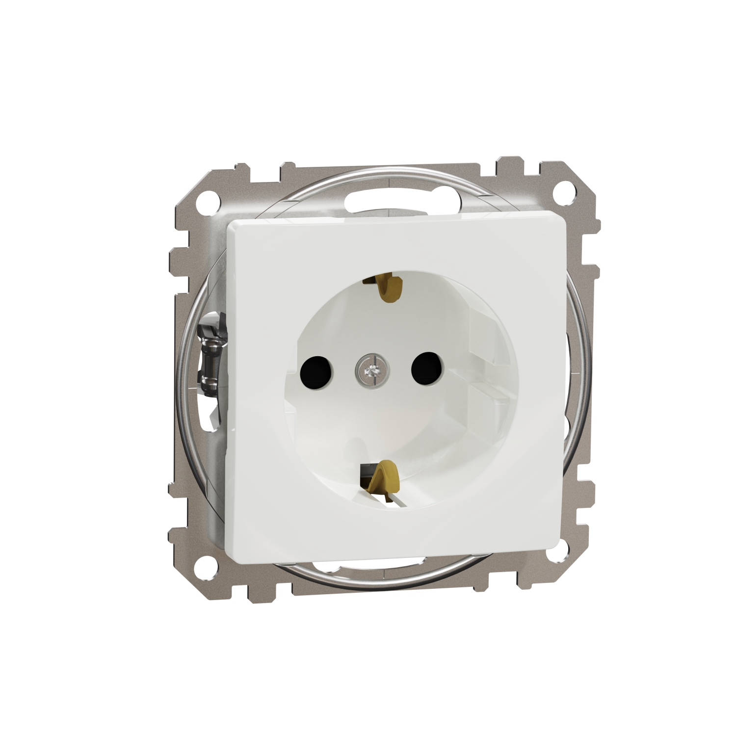 SCHNEIDER ELECTRIC SDD111022 SEDNA DESIGN & ELEMENTS, КОНТАКТ ШУКО, СТРАНИЧНО ЗАЗЕМЯВАНЕ, БЕЗВИНТОВ МОНТАЖ, БЯЛ