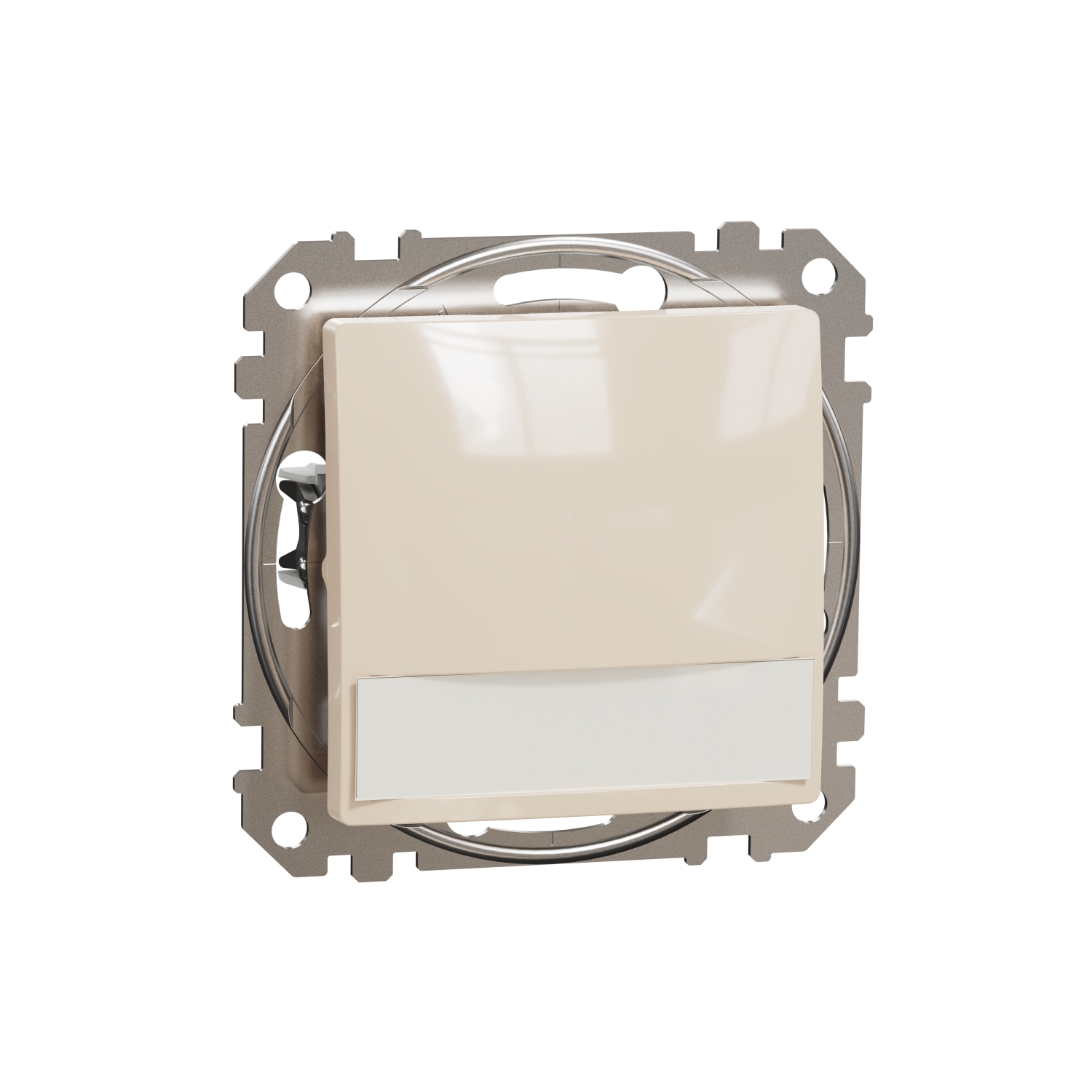SCHNEIDER ELECTRIC SDD112143L SEDNA DESIGN & ELEMENTS, ЕДНОПОСОЧЕН ПУШ БУТОН 12V 10A СИН ЛОКАТОРЕН LED, ЕТИКЕТ, КРЕМ