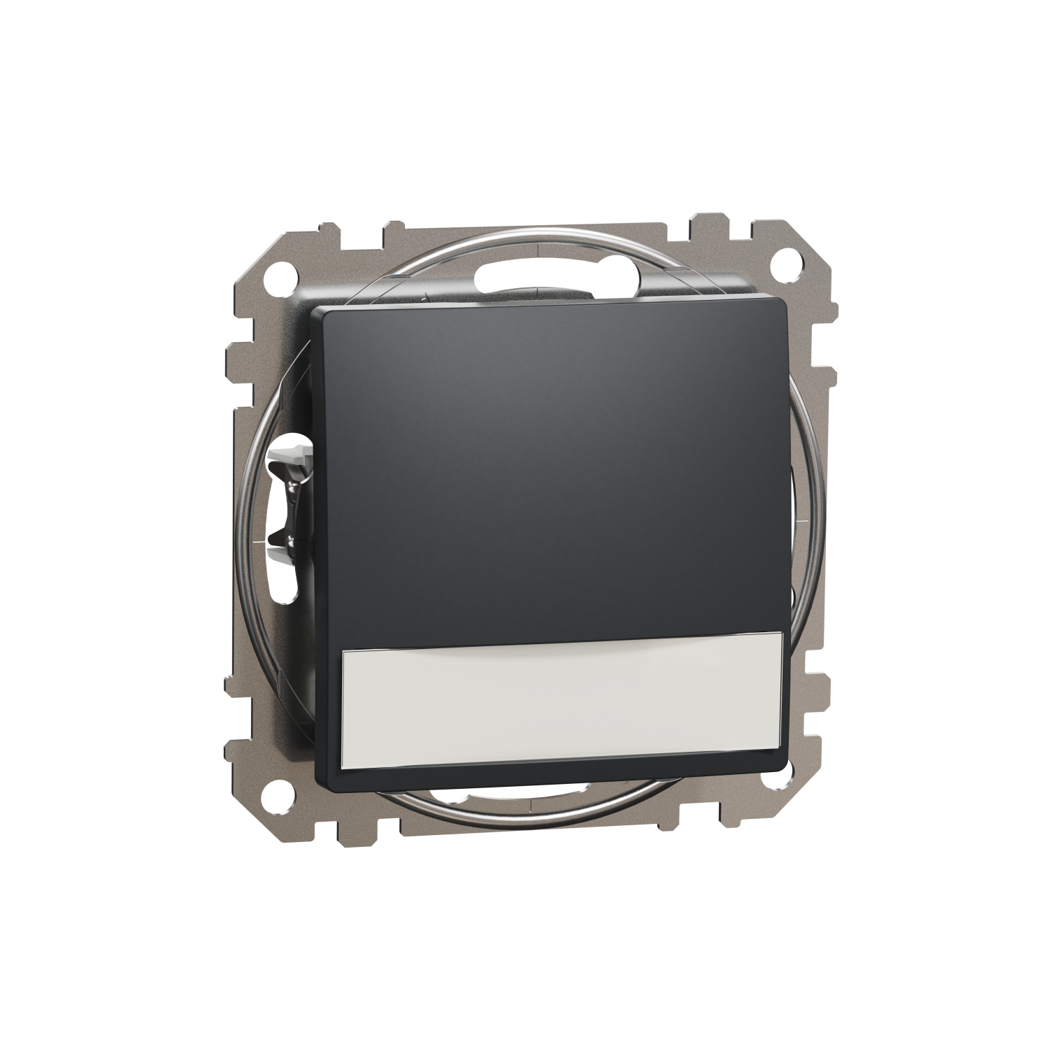 SCHNEIDER ELECTRIC SDD114143L SEDNA DESIGN & ELEMENTS, ЕДНОПОСОЧЕН ПУШ БУТОН 12V 10A СИН ЛОКАТОРЕН LED, ЕТИКЕТ, АНТРАЦИТ