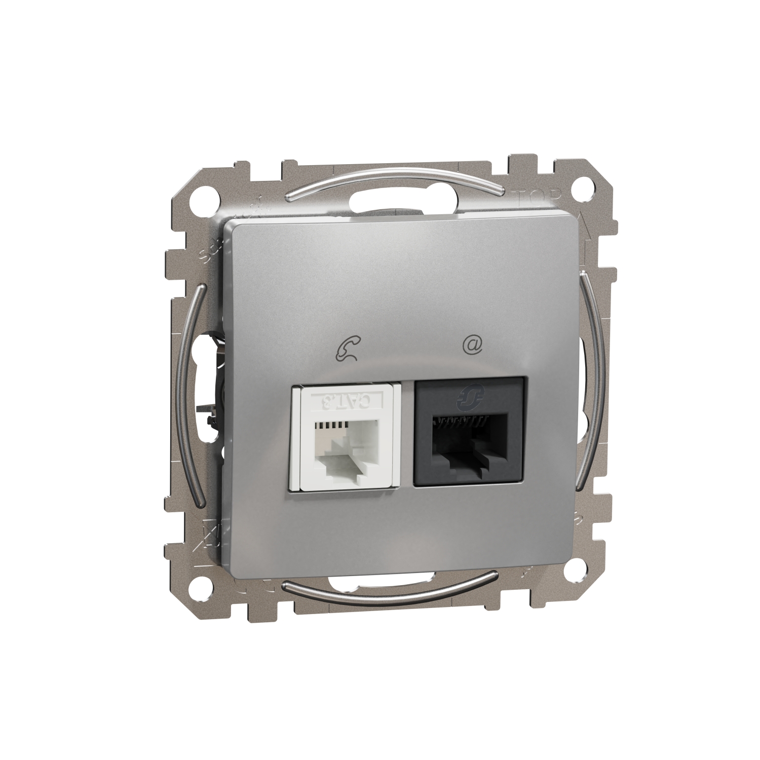 SCHNEIDER ELECTRIC SDD113458 ИЗХОД ЗА ДАННИ CAT 5E UTP + ТЕЛЕФОННА РОЗЕТКА, SEDNA DESIGN & ELEMENTS, АЛУМИНИЙ