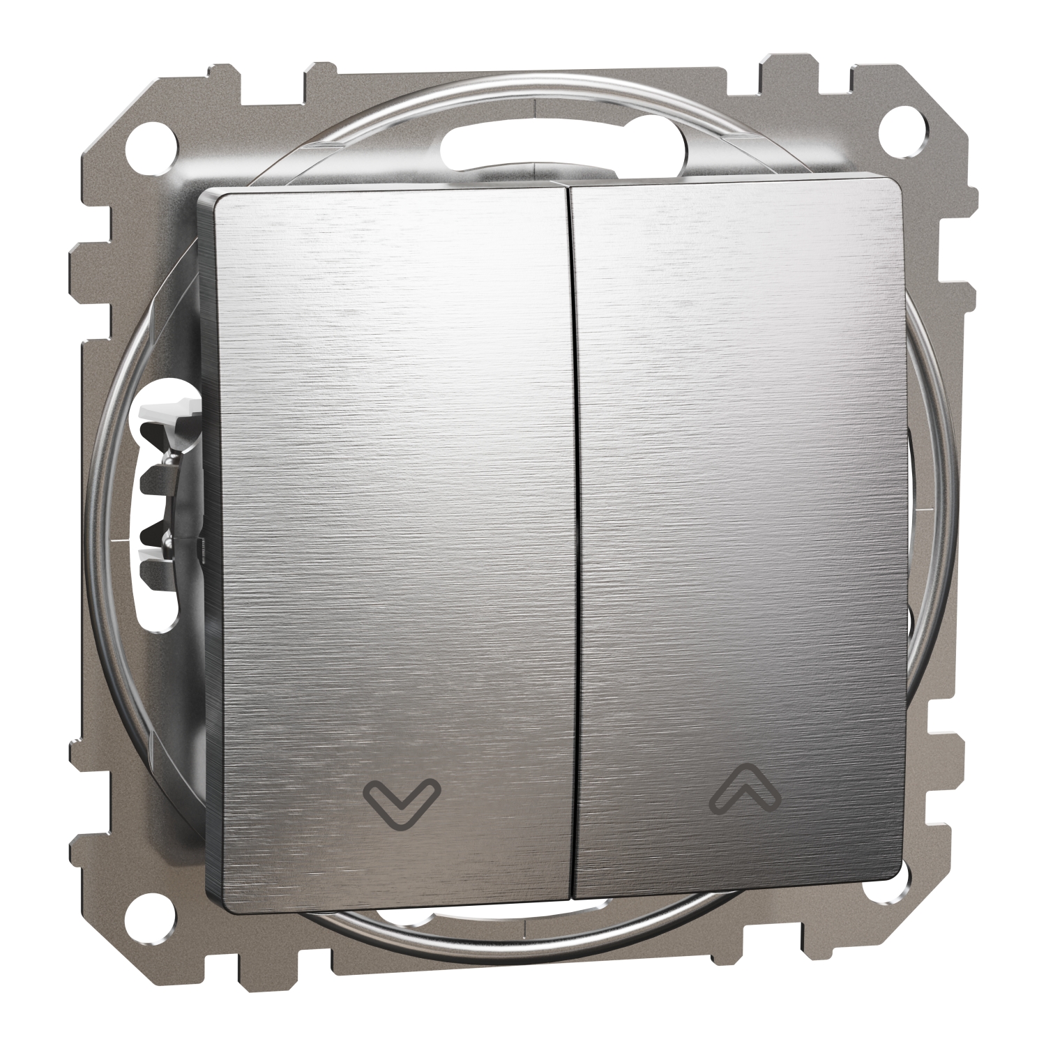 SCHNEIDER ELECTRIC SDD170114 SEDNA DESIGN & ELEMENTS, ПУШ БУТОН ЗА РОЛЕТНИ ЩОРИ 10A, ДРАСКАН АЛУМИНИЙ