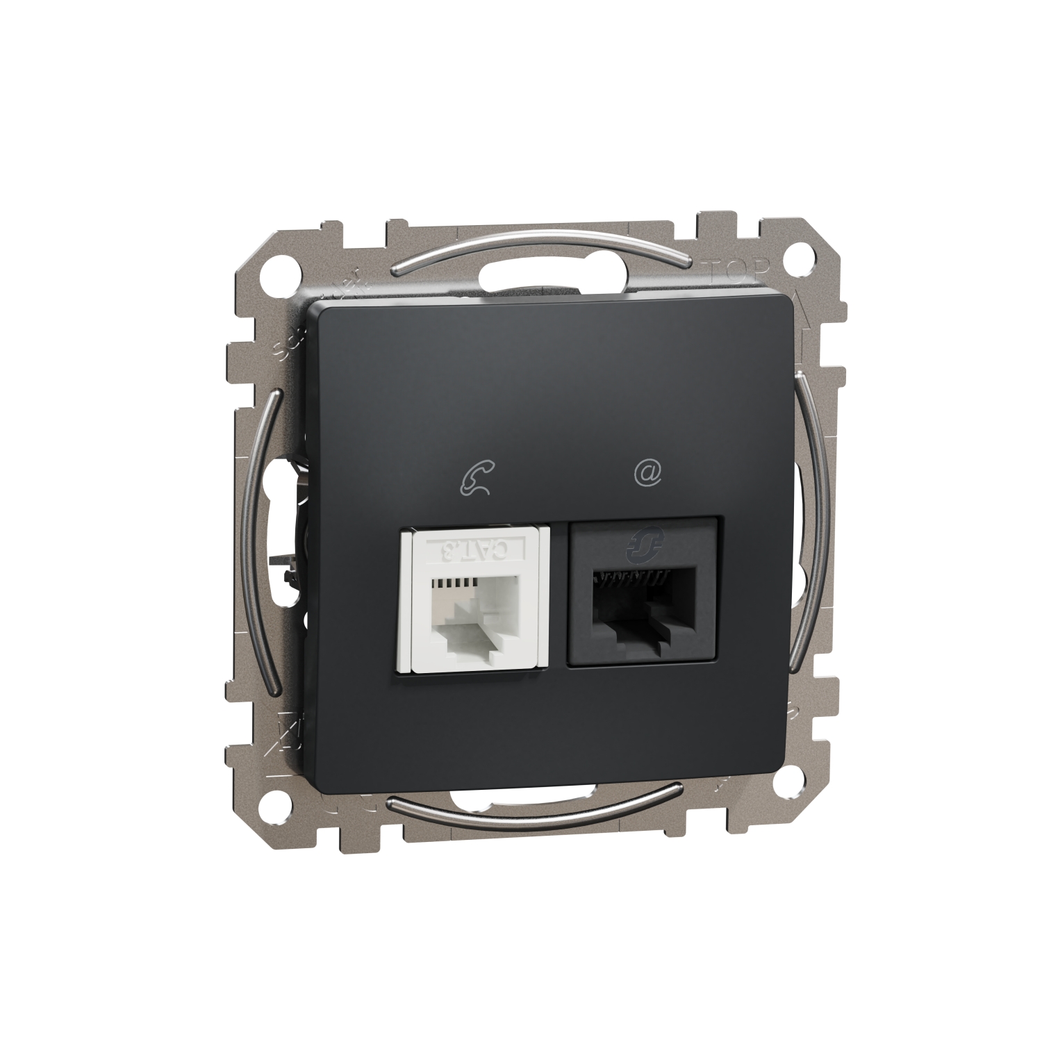 SCHNEIDER ELECTRIC SDD114458 ИЗХОД ЗА ДАННИ CAT 5E UTP + ТЕЛЕФОННА РОЗЕТКА, SEDNA DESIGN & ELEMENTS, АНТРАЦИТ